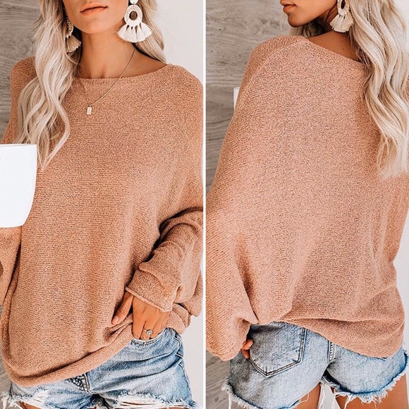 NWT Women’s Oversized Off Shoulder Knit Top - Picture 3 of 6